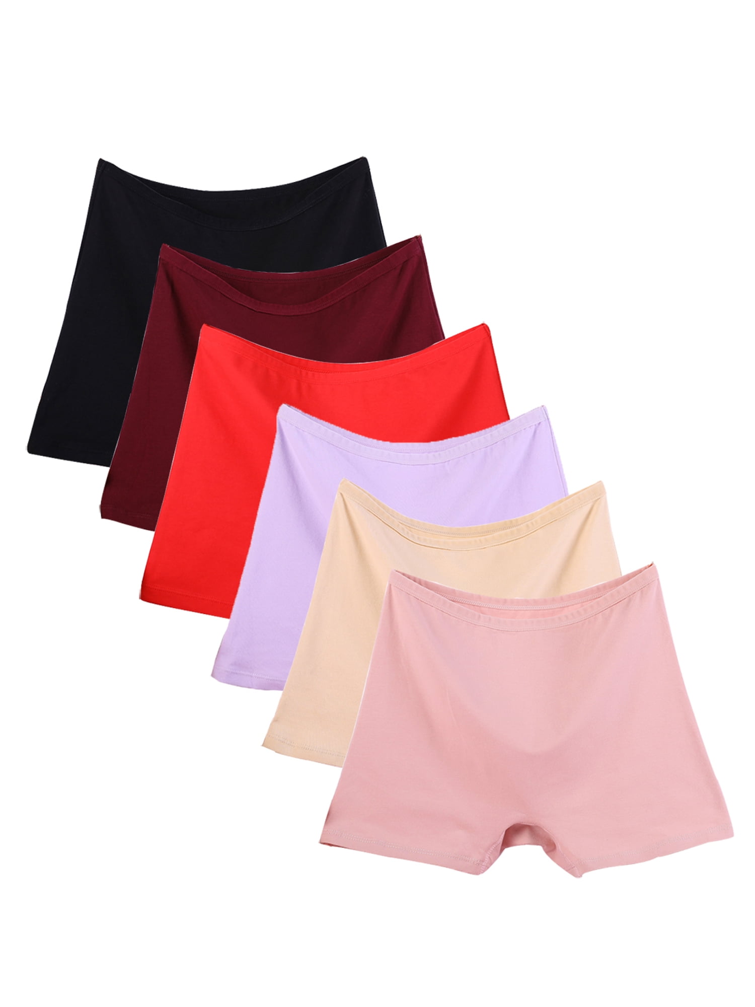 Buankoxy 6 Pack Women's Cotton Boyshort Underwear Mid Rise Breathable