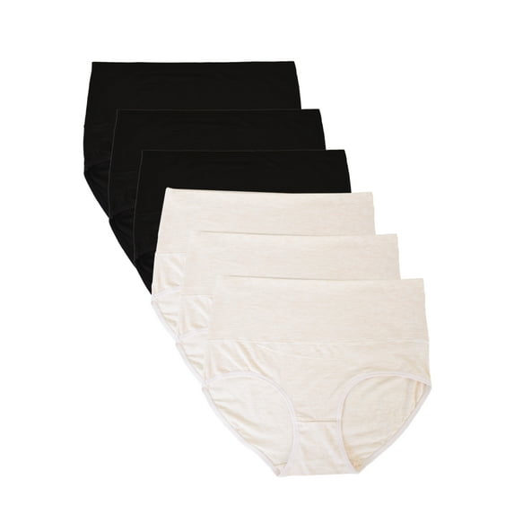 Buankoxy 6 Pack Women's High Waist Tummy Control Cotton Underwear Solid Color Brief Panties,Size 9