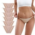 thumbnail image 1 of Buankoxy 6 Pack Women's Low-Rise String Bikini Panty Stretch Briefs(Nude,Size8), 1 of 5