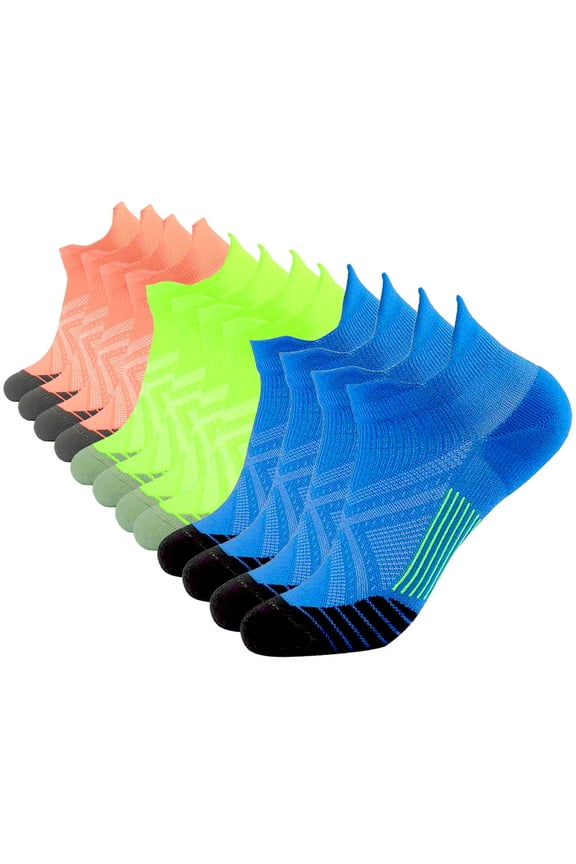 6 Pairs Premium Short Compression Socks Women Men Breathable and Supportive Running Socks Ideal for Sports, Yoga, Gym, Cycling, Running, Walking,Multicolor,S/M