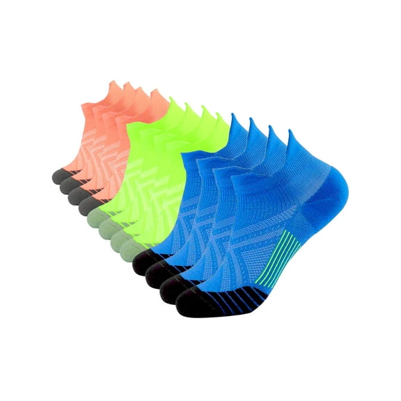 Buankoxy 6 Pairs Premium Short Compression Socks Women Men Breathable and Supportive Running Socks Ideal for Sports, Yoga, Gym, Cycling, Running, Walking,Multicolor,S/M