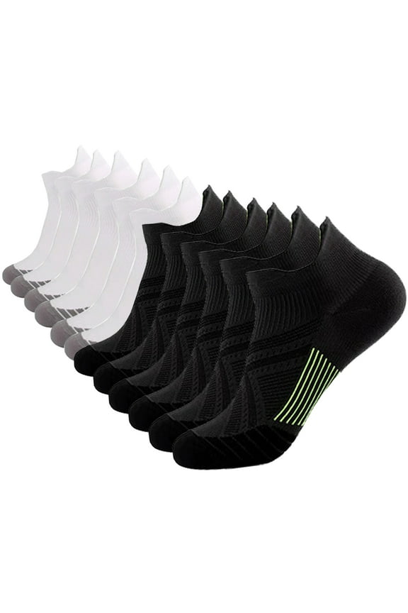 6 Pairs Premium Short Compression Socks Women Men Breathable and Supportive Running Socks Ideal for Sports, Yoga, Gym, Cycling, Running, Walking,Black/White,L/XL