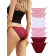 thumbnail image 1 of Buankoxy 8 Pack Women's Low-Rise String Bikini Panty Stretch Briefs(Multi-color,Size5), 1 of 12