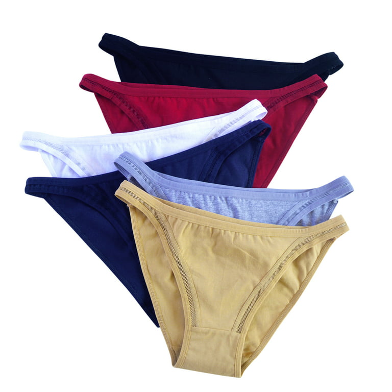 Buankoxy Cotton Bikini Underwear for Women Seamless String Panties 6  Pack,Size 4 