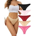 thumbnail image 1 of Buankoxy Cotton Underwear for Women Breathable Thongs for Women Sexy Stretch Soft Womens Panties Thong,5 Pack,Size 8, 1 of 6