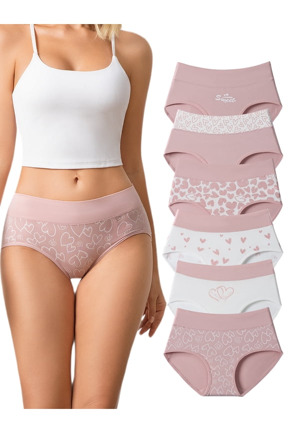 Cotton Underwear for Women Mid Rise Soft Stretch Breathable Ladies Panties 6 Pack, Size 8