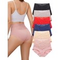 thumbnail image 1 of Buankoxy High Waisted Underwear for Women Cotton Breathable Briefs Lace Panties 6 Pack,Size 8, 1 of 6