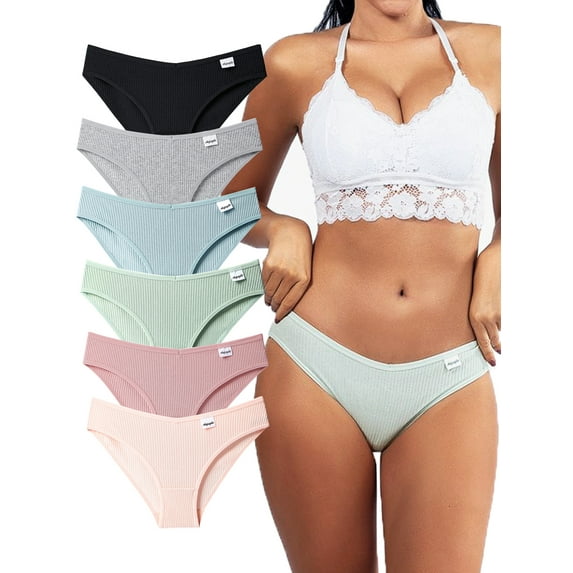 Buankoxy Junior Girls Bikini Underwear Stripes Basic Women Cotton Panties 6 Pack(Size 4)