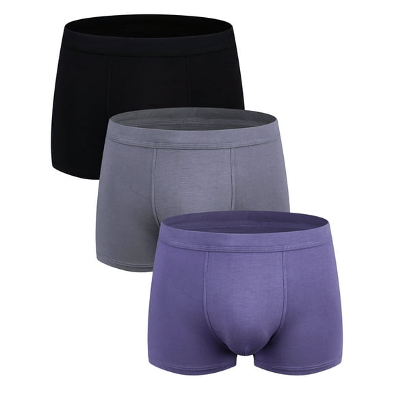 ​Buankoxy Men's Trunk Underwear Boxer Briefs Soft Breathable Short Leg Underwear for Men 3 Pack, S