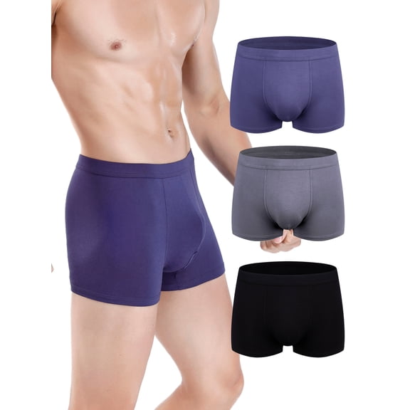 Buankoxy Men's Trunk Underwear Boxer Briefs Soft Breathable Short Leg Underwear for Men 3 Pack, S