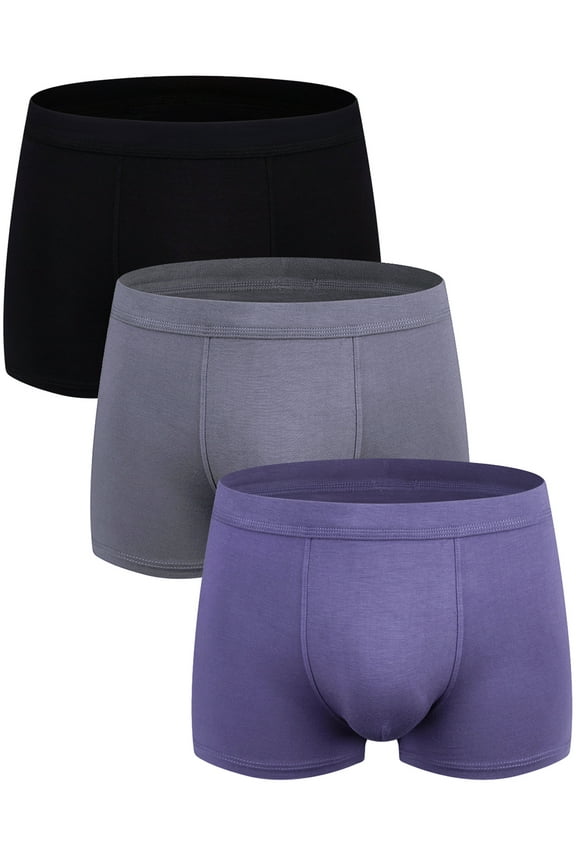 Buankoxy Men's Trunk Underwear Boxer Briefs Soft Breathable Short Leg Underwear for Men 3 Pack, XL