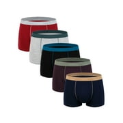 Buankoxy Men's Underwear 5 Pack No Ride-up Soft Cotton Stretch Boxer Briefs,Size 7