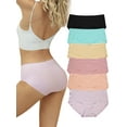 thumbnail image 1 of Buankoxy Seamless Underwear for Women No Show Panties Mid Rise Briefs, 6-Pack, Multicolor, Size 6, 1 of 5