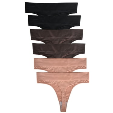 Buankoxy Seamless Women Underwear Thongs Mid Waisted No Show Ladies Thong 6 Pack,Size 5