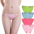 thumbnail image 1 of Buankoxy Women Sexy Silky String Bikini Panties Comfort Cheeky Underwear Briefs 4 Pack,Size 6, 1 of 7