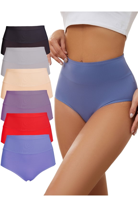 Women's Breathable Underwear High Waist Mesh Panties,6-Pack,Size 8