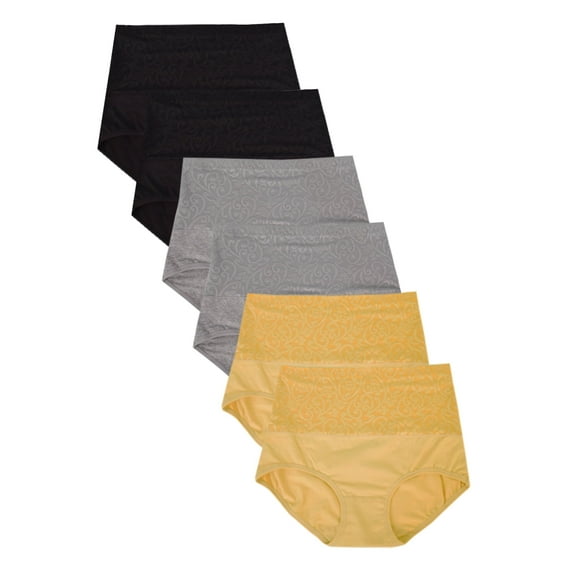 Buankoxy Women's Cotton Panties High Waist Tummy Control Underwear Stretch Full Coverage Briefs Panties,6-Pack,Size 6