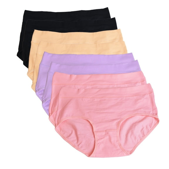 Buankoxy Women's Cotton Stretch Underwear Soft Mid Rise Briefs Underpants 8 Pack(Size 5)