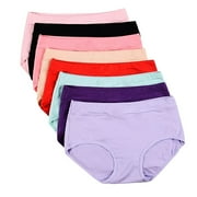 Buankoxy Women's Cotton Stretch Underwear Soft Mid Rise Briefs Underpants 8 Pack(Size 5)