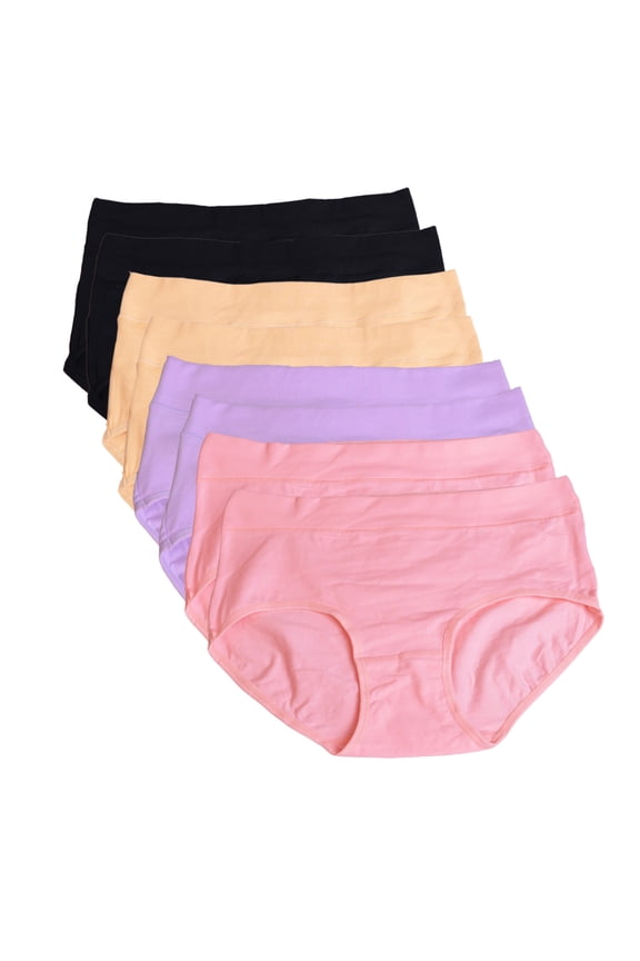 Women's Cotton Stretch Underwear Soft Mid Rise Briefs Underpants 8 Pack(Size 7)