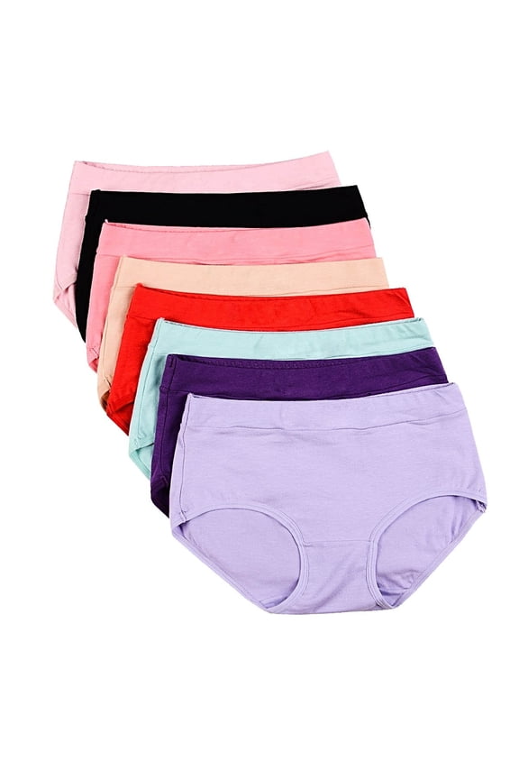 Women's Cotton Stretch Underwear Soft Mid Rise Briefs Underpants 8 Pack(Size 8)