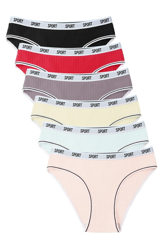 Women's Cotton Underwear Cheeky Bikini Comfy Panties for Womens low Rise Briefs 6 Pack, Size 6