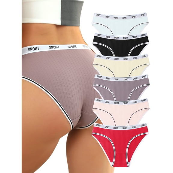 Buankoxy Women's Cotton Underwear Cheeky Bikini Comfy Panties for Womens low Rise Briefs 6 Pack, Size 4