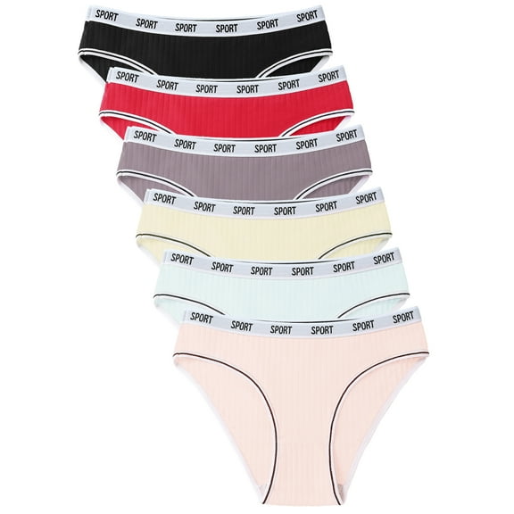 Buankoxy Women's Cotton Underwear Cheeky Bikini Comfy Panties for Womens low Rise Briefs 6 Pack, Size 5