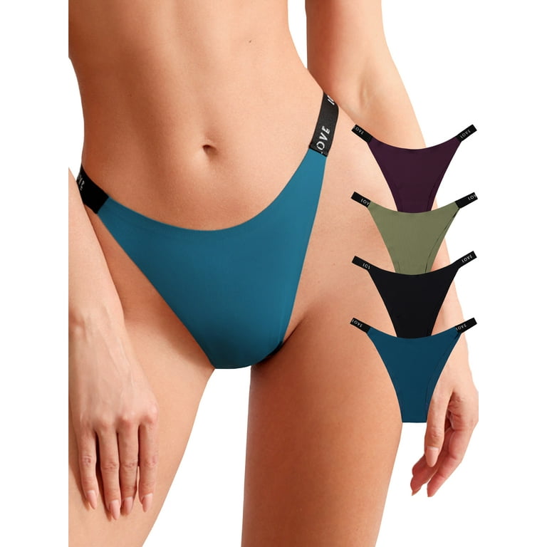 Buankoxy Women's G-String Thongs Panties Girls Sexy Tangas  Underwear,4-Pack,Size 5