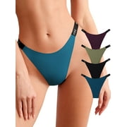 Buankoxy Women's G-String Thongs Panties Girls Sexy Tangas Underwear,4-Pack,Size 5