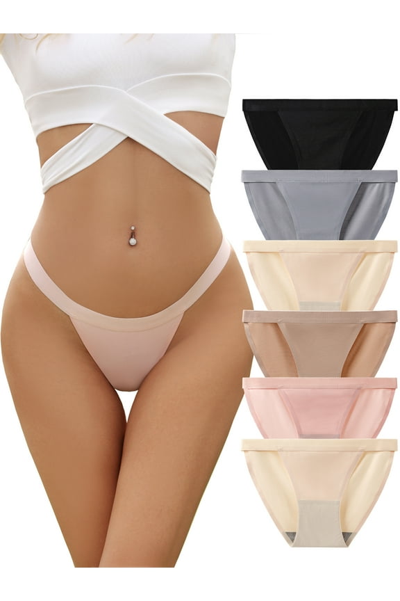 Womens Underwear String Bikini Panties Ladies Low Rise Hipster Sexy High Cut Cheeky Underwear 6 Pack,Size 5