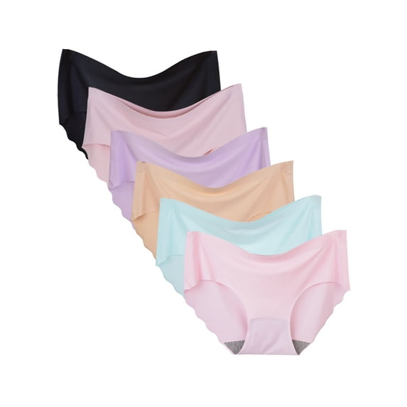 Buankoxy Women's Invisible Seamless Hipster Panties Mid-Rise No Show Laser Cut Underwear 6 Pack,Multicolor,Size 6