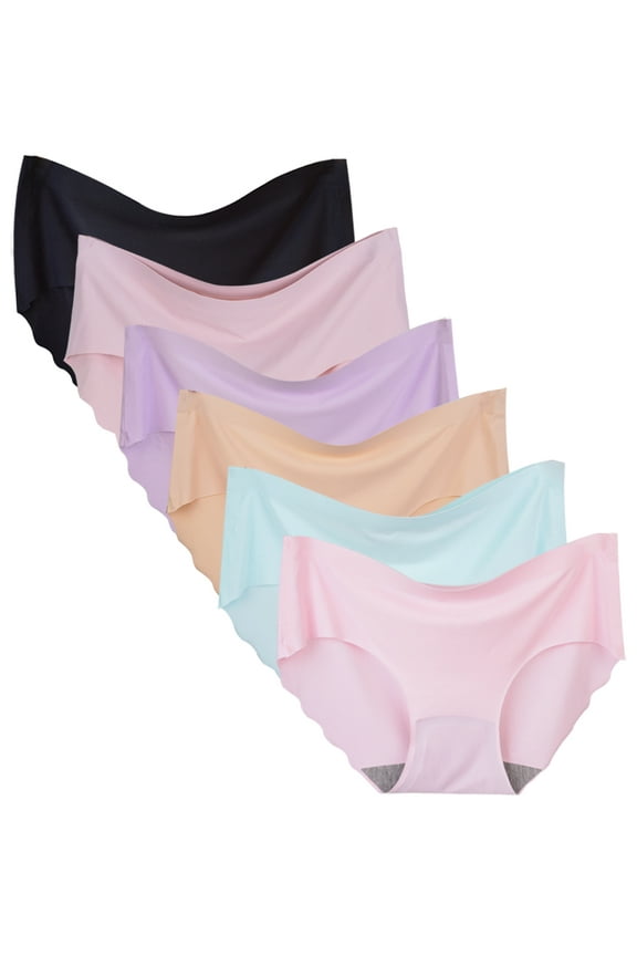 Women's Invisible Seamless Hipster Panties Mid-Rise No Show Laser Cut Underwear 6 Pack,Multicolor,Size 6