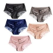 Buankoxy Women's Lace Underwear Seamless Silky Mid Rise Panties 5 Pack(Size 6)