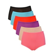 Buankoxy Women's Modal Microfiber Briefs High Waist Bamboo Underwear,6-Pack,Size 7