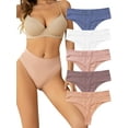thumbnail image 1 of Buankoxy Women's No Show Thongs Low Rise Comfortable Stretch Hipster Underwear 5 Pack,Size 5, 1 of 6