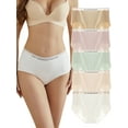 thumbnail image 1 of Buankoxy Women's Plus Size Cotton Underwear High Waisted Full Coverage Hipster Briefs 5 Pack,Size 10, 1 of 5