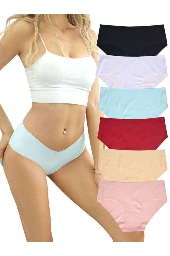 Women's Seamless Hipster Underwear Comfortable Mid Rise Panties No Visible Panty Lines for Various Outfits and Activities 6 Pack,Size 5