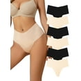 thumbnail image 1 of Buankoxy Women's Seamless Thongs Mid Waisted Comfortable Underwear for Women 6 Pack,Size 5, 1 of 7