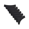thumbnail image 1 of Buankoxy Women's Seamless Thongs Underwear Stretch Nylon Panties,Black,6-Pack,Size 5, 1 of 6