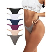 Buankoxy Women's Sexy Tanga Panties String Thongs Bikini Underwear,6-Pack,Size 4