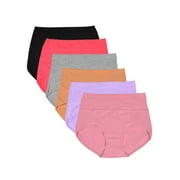 Buankoxy Womens Cotton Underwear High Waist Full Coverage Briefs Soft Breathable Postpartum Panties Stretch Underpants 6 Pack,Size 8