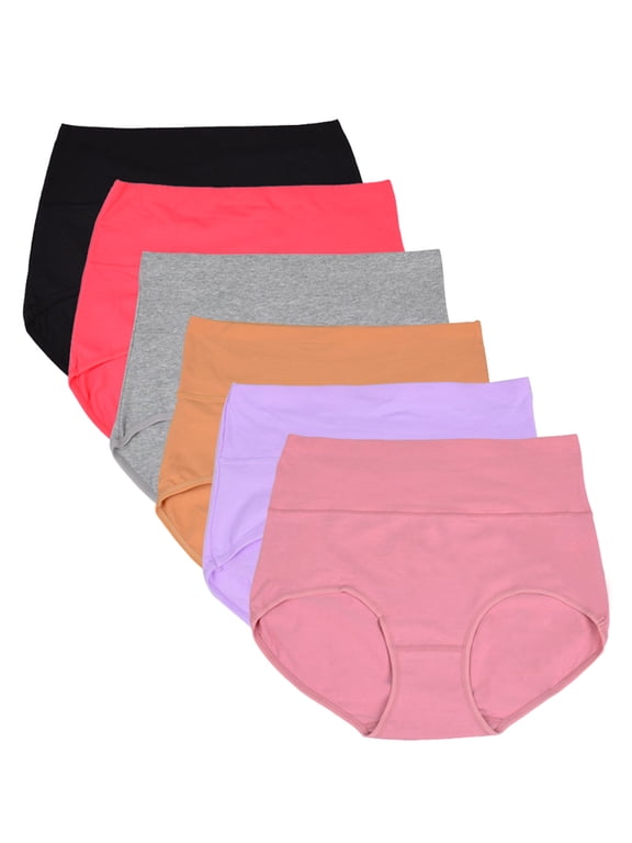 Womens Cotton Underwear High Waist Full Coverage Briefs Soft Breathable Postpartum Panties Stretch Underpants 6 Pack,Size 9