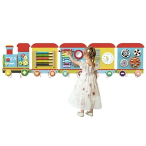 Woodty 4-Panel Sensory Wooden Activity Wall Busy Board Set Interactive Montessori Learning Toy for Toddlers Multi-Functional Developmental Play for Kids