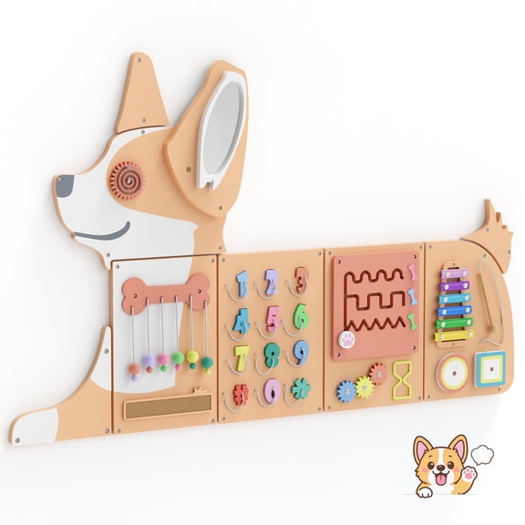 Woodty Activity Wall Busy Board, Panels, Interactive, Wooden Sensory Toy for Toddler, Early Development, Large