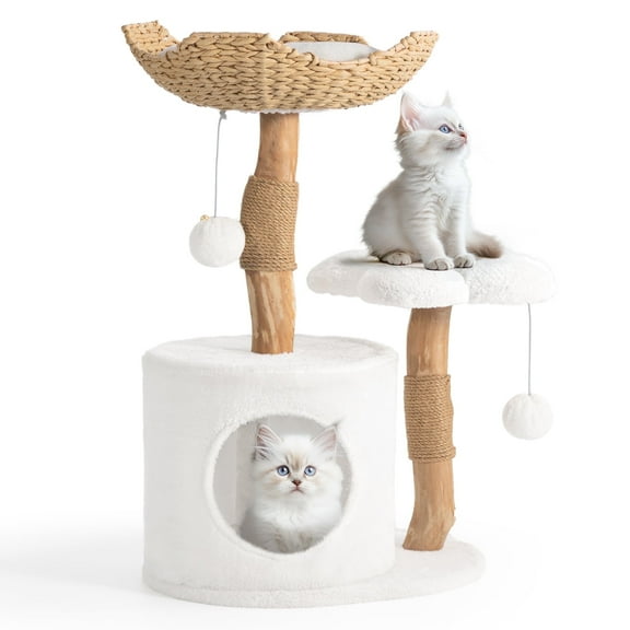 Buballino Natural Branch Design 1-Level Cat Tree, White