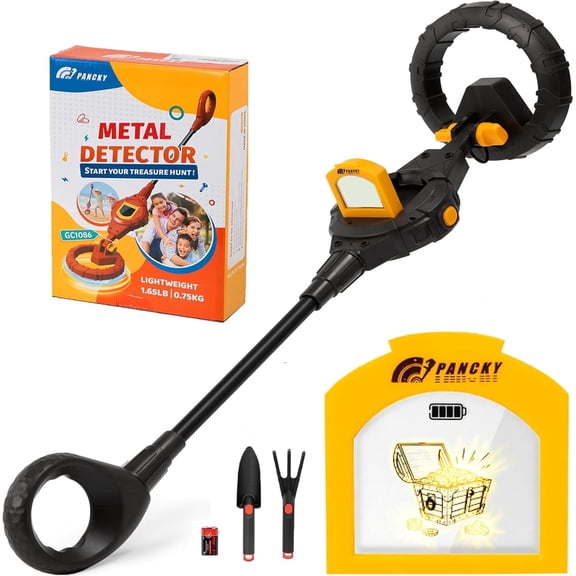 Buballino Kids Metal Detector Kit - IP68 Waterproof, 6.6" Coil, Lightweight 1.65lb, LCD Display & Auto Sensitivity Adjustment - Perfect Gift for Boys & Girls Ages 3-10 (Black)