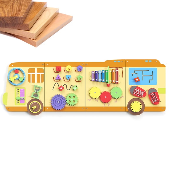Woodty Sensory Activity Wall Busy Board, Montessori Early Development Toy for Kids, 6 Months to 6 Years,Large