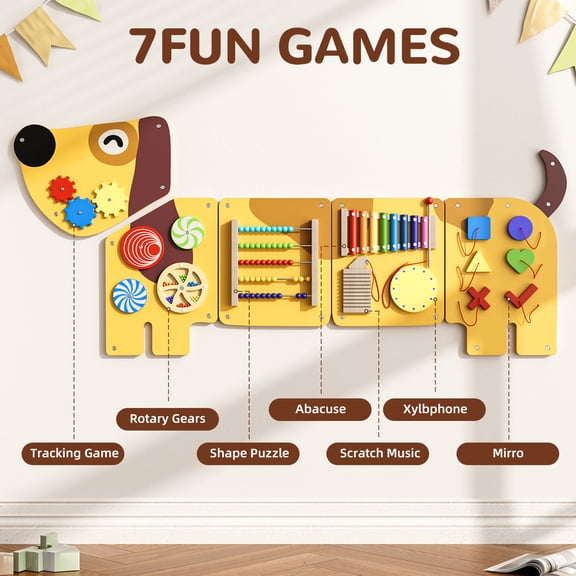 Buballino Large Wooden Sensory Wall Panel Busy Board  Interactive Learning & Activity Toy for Toddlers  Montessori-Style, Multi-Functional Play, Developmental Skill Building