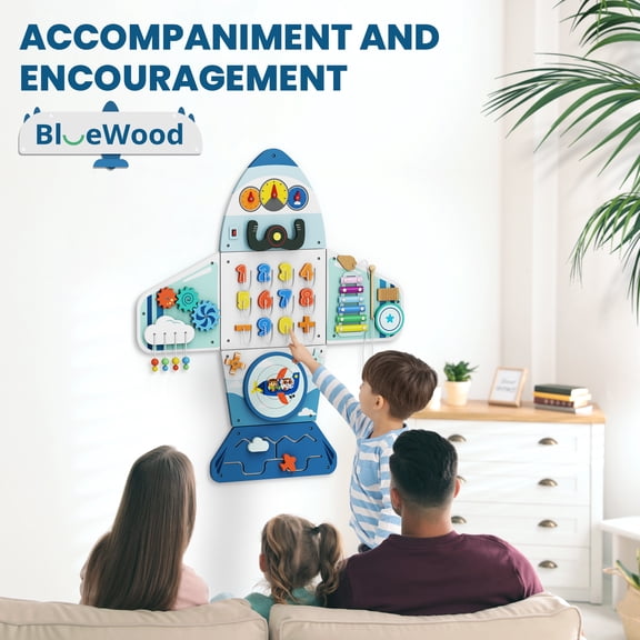 Buballino Plane Activity Wall Busy Board Sensory Toy Early Development Wood Large